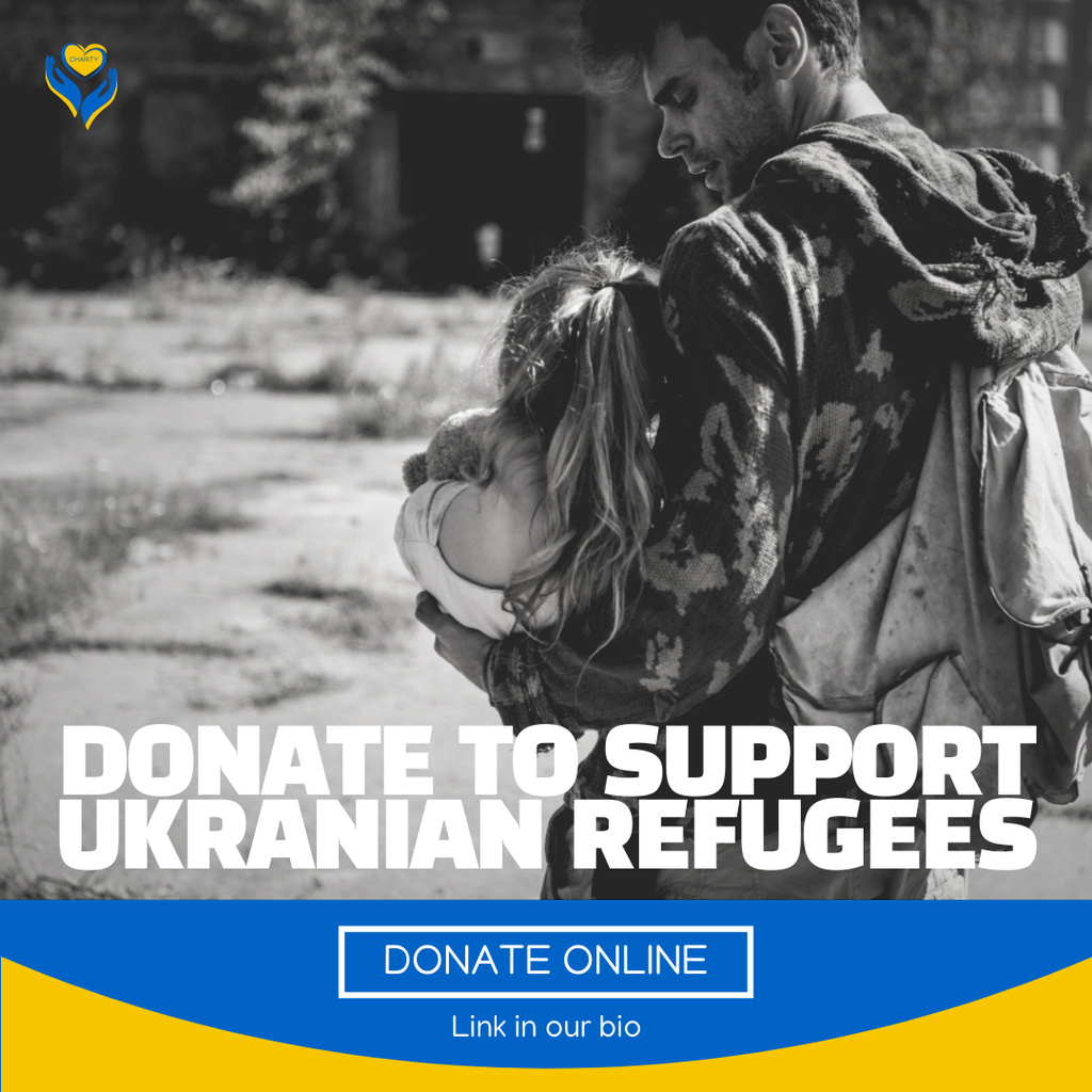 Donate to Support Ukrainian Refugees Instagram Design Template