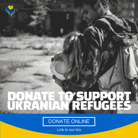 Donate to Support Ukrainian Refugees Instagram tervezősablon