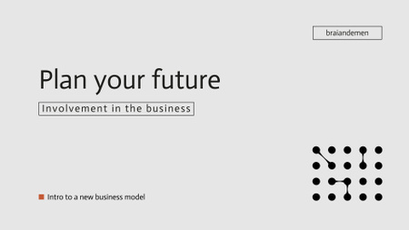 Estratégia de melhoria de negócios em cinza minimalista Presentation Wide Modelo de Design