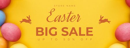 Easter Big Sale Yellow Illustration Facebook cover Design Template