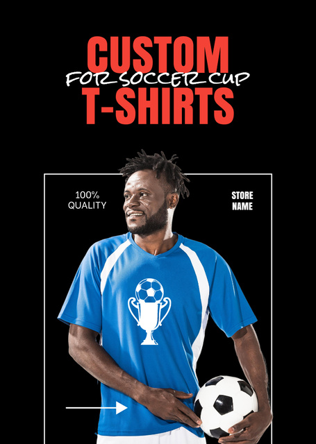 Soccer Player in Custom T-Shirt Flyer A6 Design Template