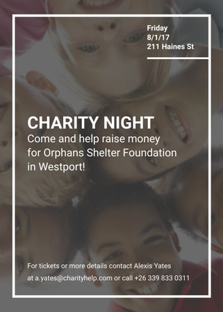 Happy kids in circle on Charity Night Flayer – шаблон для дизайна