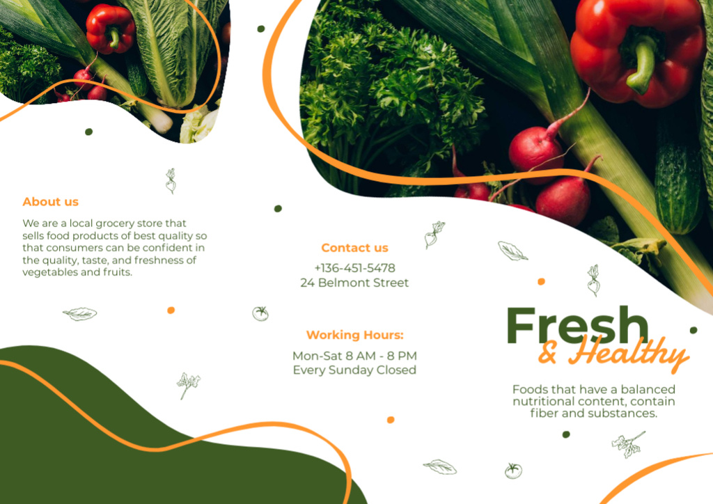 Fresh Vegetable Sale Announcement Brochure Modelo de Design