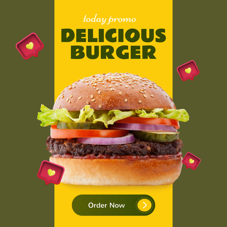 Plantilla de diseño de deliciosa oferta de hamburguesas Instagram 