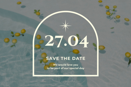 Wedding Announcement With Yellow Lemons In Water Postcard 4x6in Design Template