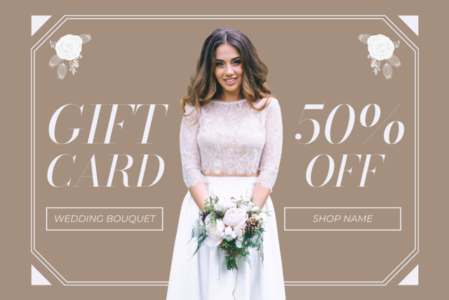 Platilla de diseño Discount Offer on Wedding Bouquets Gift Certificate