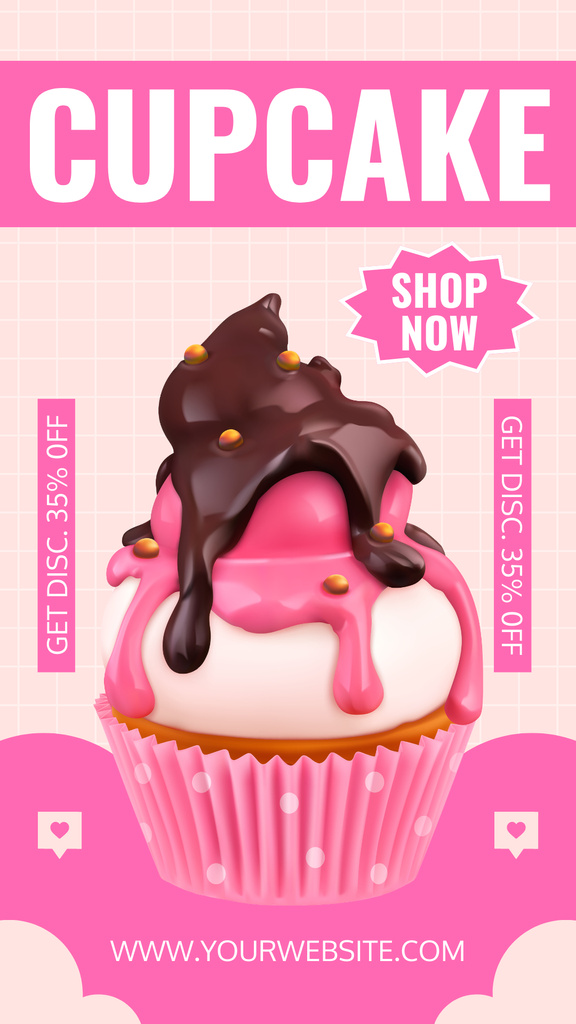 Delicious Cupcakes Offer on Pink Instagram Story tervezősablon