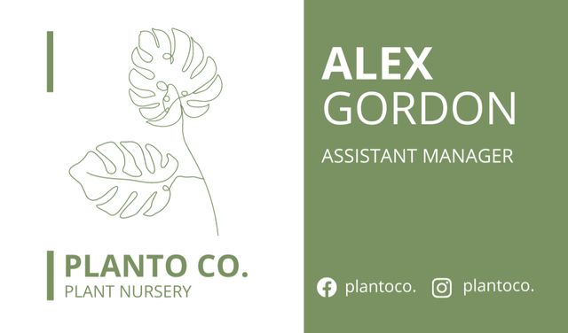 Ontwerpsjabloon van Business card van Plant Nursery Assistant Manager Card