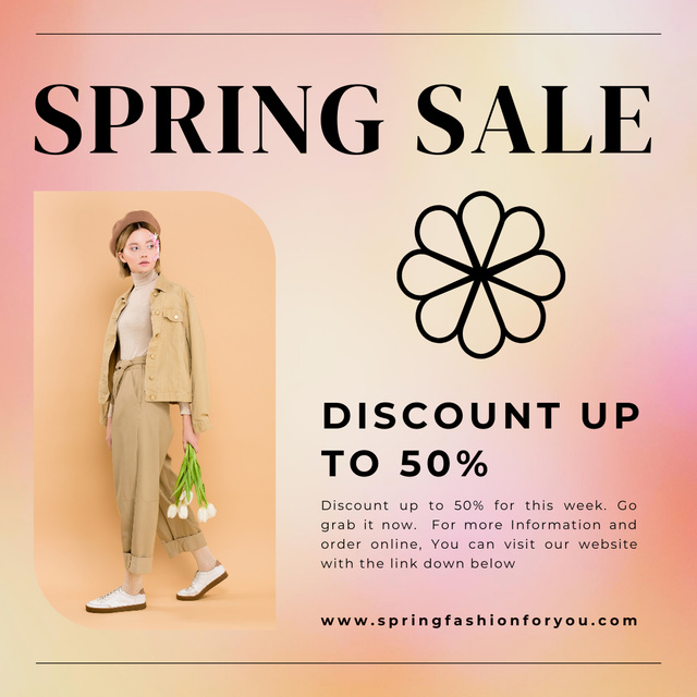 Women's Collection Spring Discount Announcement Instagram AD Design Template