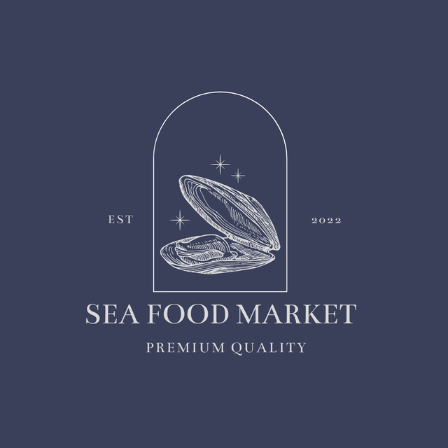 Seafood Market Offer with Oyster Logoデザインテンプレート