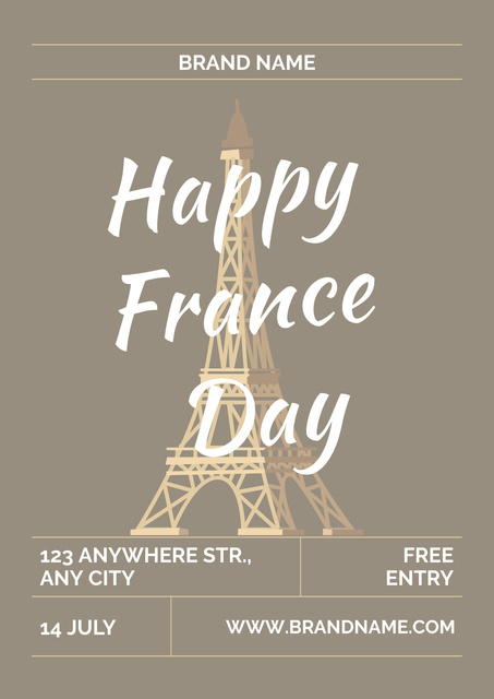 Happy France Day Poster tervezősablon