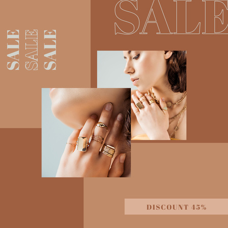 Jewelry Sale Beige Collage Instagram Design Template