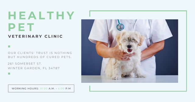 Designvorlage Pet veterinary clinic Ad with Cute Dog für Facebook AD