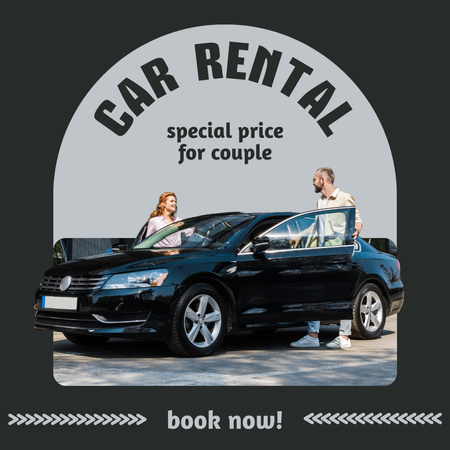 Ontwerpsjabloon van Instagram van Car Rental Services Ad with Happy Couple