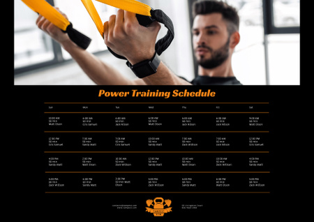 Man Resistance Training in Gym Poster B2 Horizontal Design Template