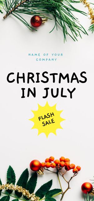 July Christmas Sale Announcement with Tree Branches Flyer DIN Large – шаблон для дизайна