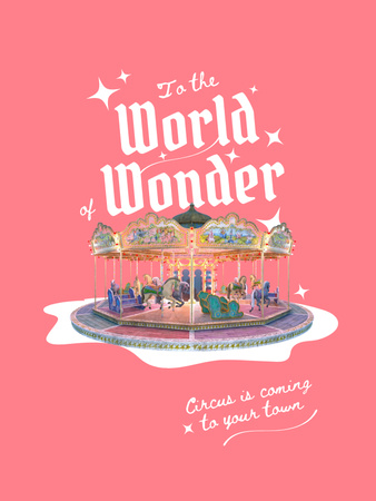 Circus Show Announcement with Carousel Poster US tervezősablon