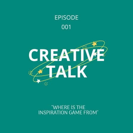 Creative Talck on Green with Stars Podcast Coverデザインテンプレート