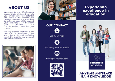 University Study Offer with Young Students Brochure tervezősablon