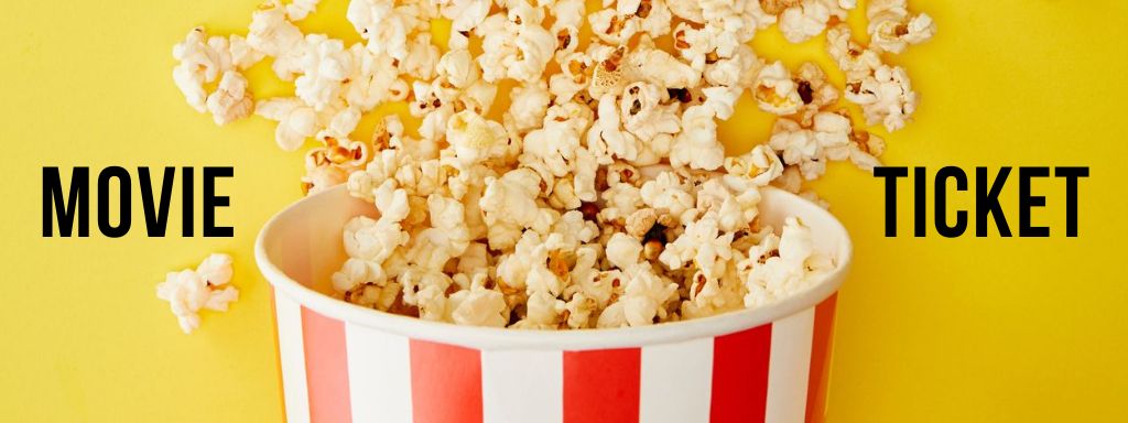 Movie Watching Announcement with Popcorn Ticket Design Template