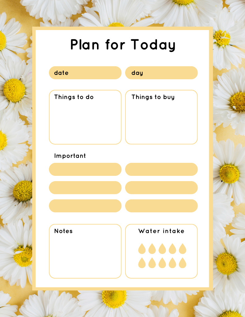 Schedule List With Chamomile Flowers Pattern Notepad 8.5x11in Modelo de Design