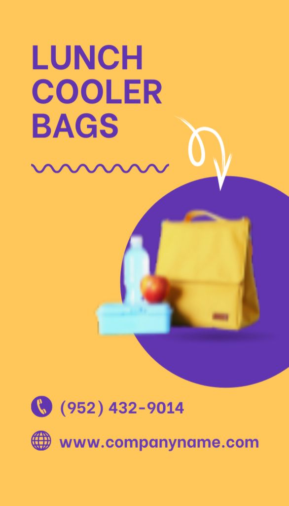 Lunch Cooler Bag Advertisement Business Card US Vertical Modelo de Design