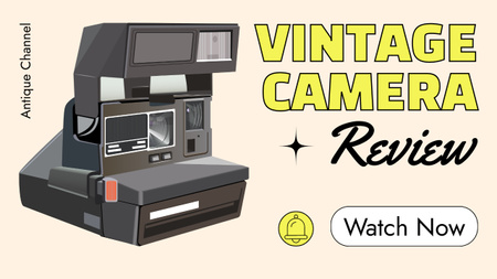 Designvorlage Vintage-Kamera-Rezension für Youtube Thumbnail
