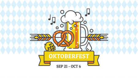 Oktoberfest Announcement with Glass of Beer FB event cover Design Template