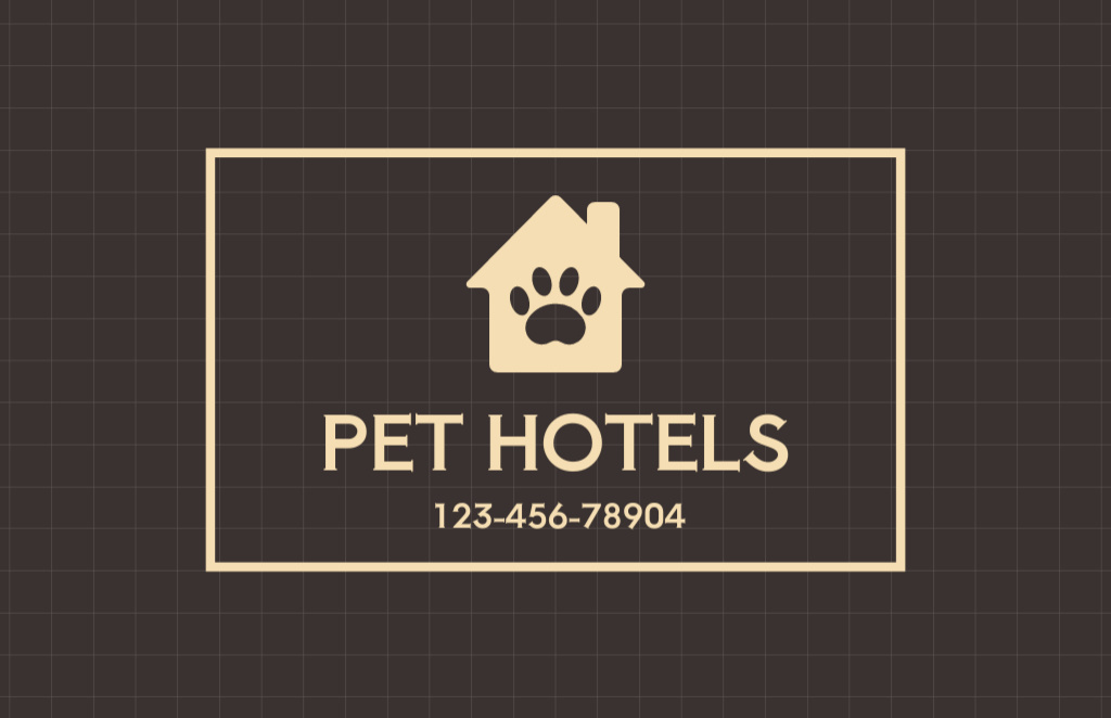 Pet Hotels Ad on Brown Business Card 85x55mm Design Template