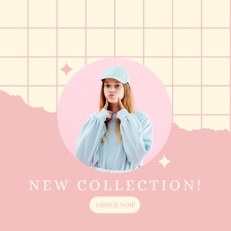 Fashion Ad with Cute Girl Instagram Design Template