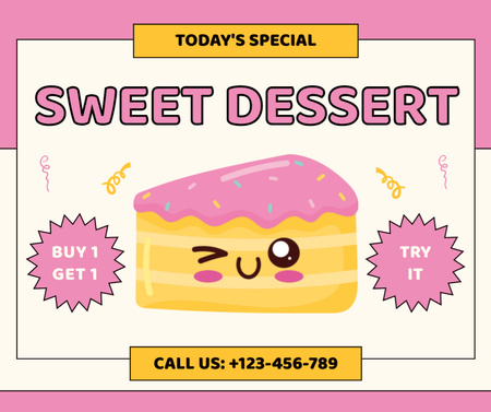 Plantilla de diseño de Postres dulces horneados en rosa Facebook 