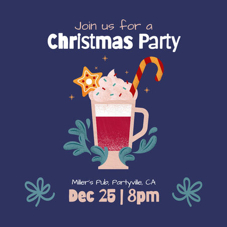 Christmas Party with Drinks Instagram Design Template