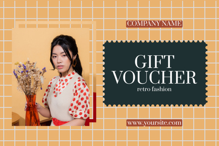 Retro Fashion Gift Voucher Offer Gift Certificate Design Template