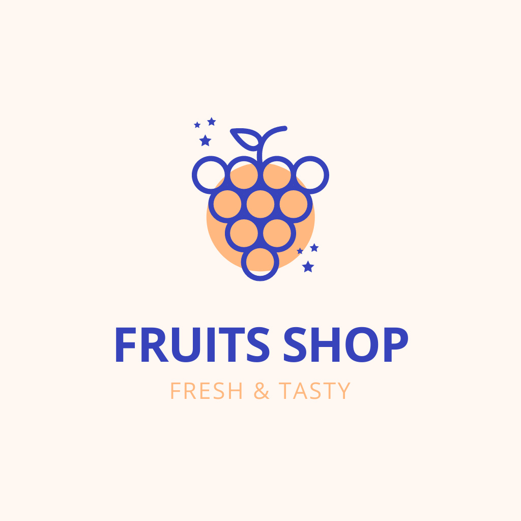 Fruit Shop Ad with Illustration of Grapes Logo Modelo de Design