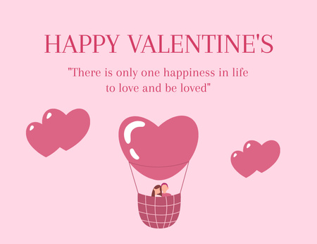 Valentin-nap szerelmes párral léggömbben Thank You Card 5.5x4in Horizontal tervezősablon