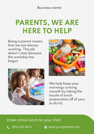 iskolai élelmezési hirdetés Newsletter tervezősablon