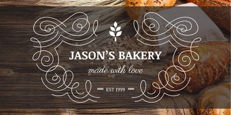 Bakery Ad with Fresh Buns Twitter tervezősablon