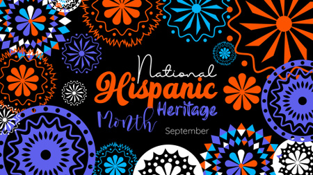 Ontwerpsjabloon van Zoom Background van Spaanse erfgoedmaand in september met kleurrijke omcirkelde ornamenten