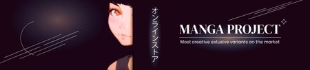 Manga Products Ad with Cute Anime Girl Ebay Store Billboard Design Template