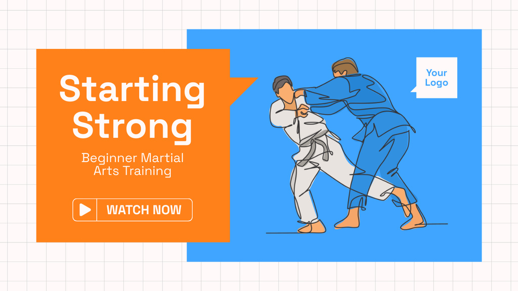 Illustration of Fighters for Martial Arts Course Youtube Thumbnail Design Template