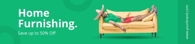 Mexican Man on Sofa for Furniture Sale Offer Ebay Store Billboard Πρότυπο σχεδίασης