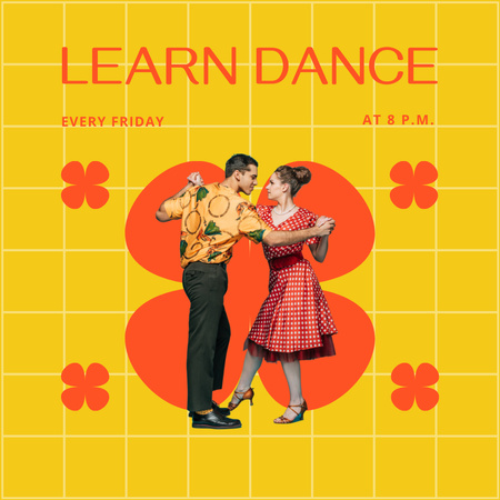Güzel Çift ile Dans Öğrenme Teklifi Instagram Tasarım Şablonu