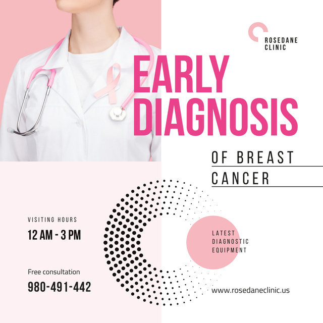 Plantilla de diseño de Women's Health Doctor with Pink Ribbon Instagram 