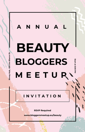 Beauty Blogger Meetup On Paint Smudges Invitation 5.5x8.5in Design Template