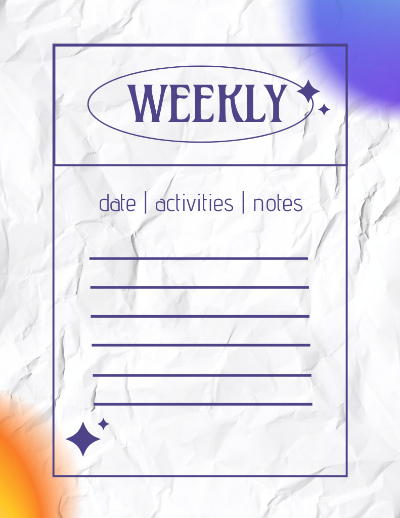 Designvorlage Week Activities Planning für Notepad 8.5x11in