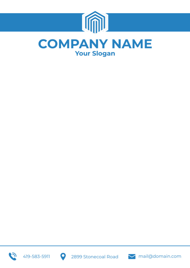 Empty Blank with Illustration of Blue Square Letterheadデザインテンプレート
