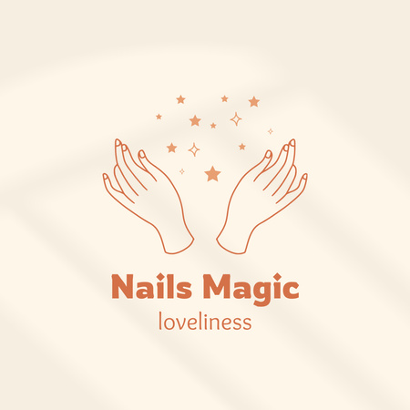 Manicure Offer with Illustration of Hands in Stars Logo 1080x1080pxデザインテンプレート