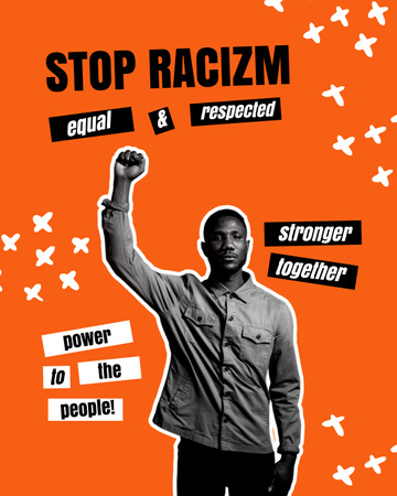 Stop Racism Text Poster 16x20in Design Template