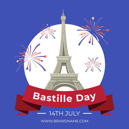 Ontwerpsjabloon van Instagram van viering van bastille dag