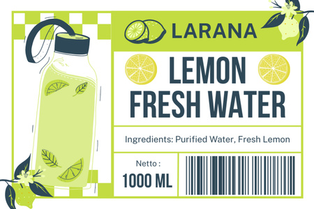 Refreshing Lemon Water In Bottle Offer Label Design Template